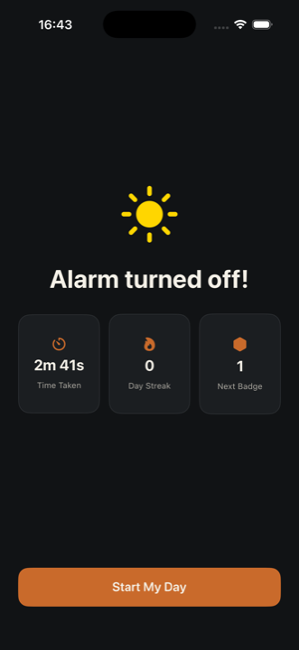 Alarm turned off, you are awake
